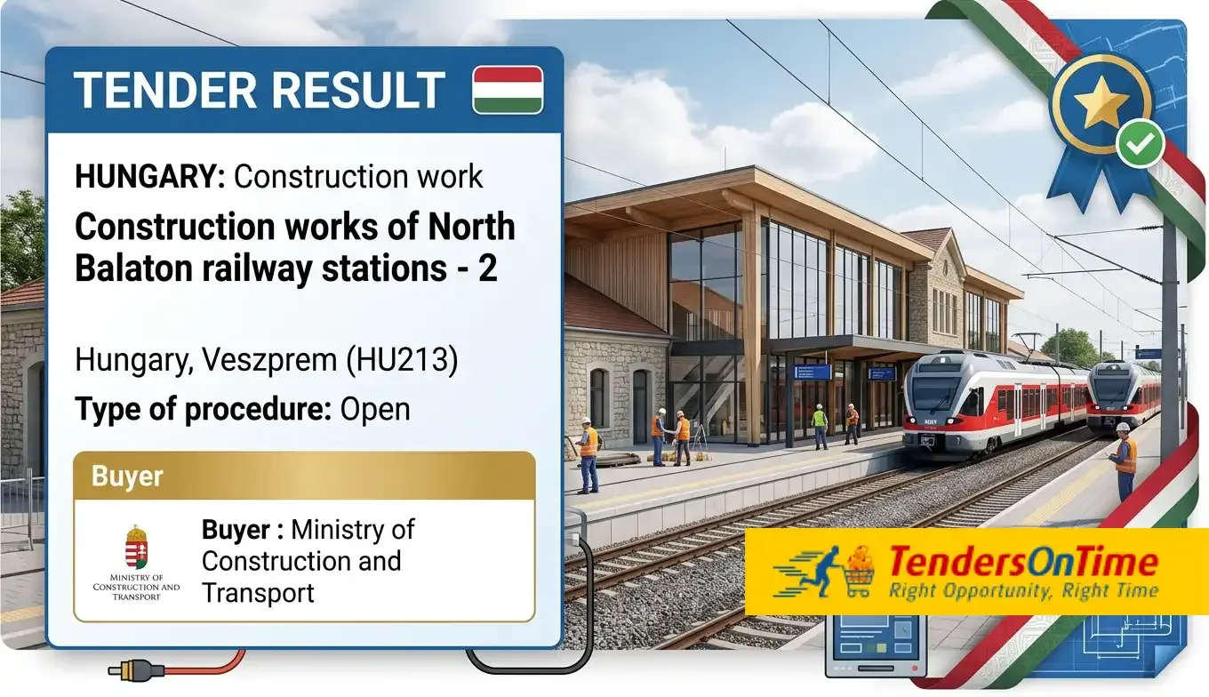 Hungary tender result on Construction works of North Balaton railway stations - 2
