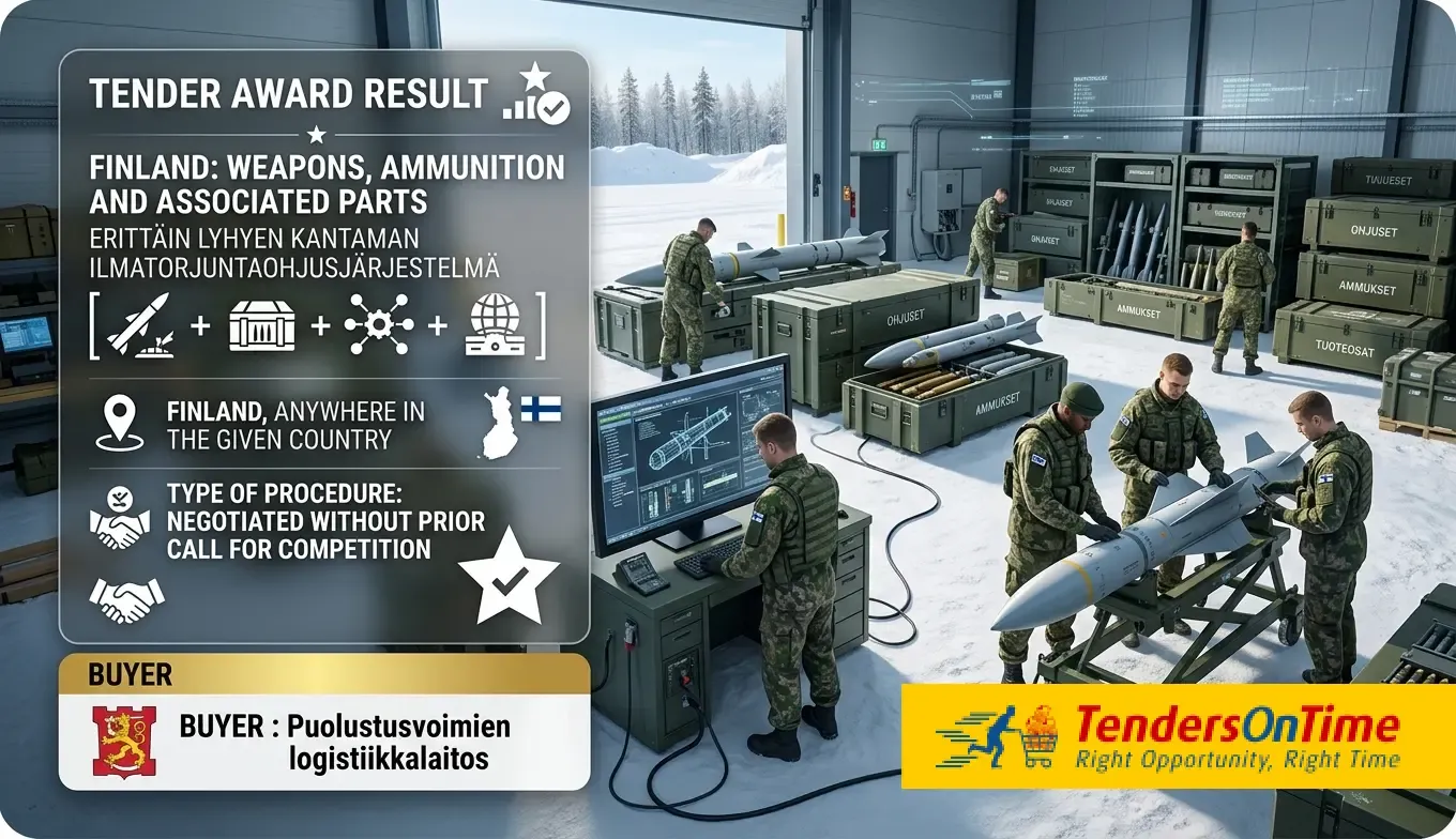 Finland tender result on Weapons, ammunition and associated parts_Very short-range anti-aircraft missile system