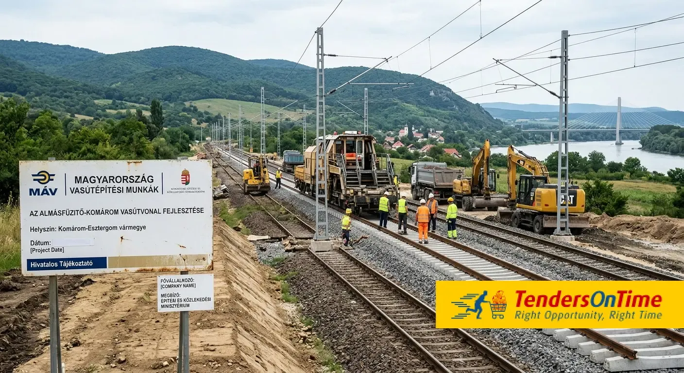 Hungary: Railway construction works_Development of the Almásfüzit?-Komárom railway line