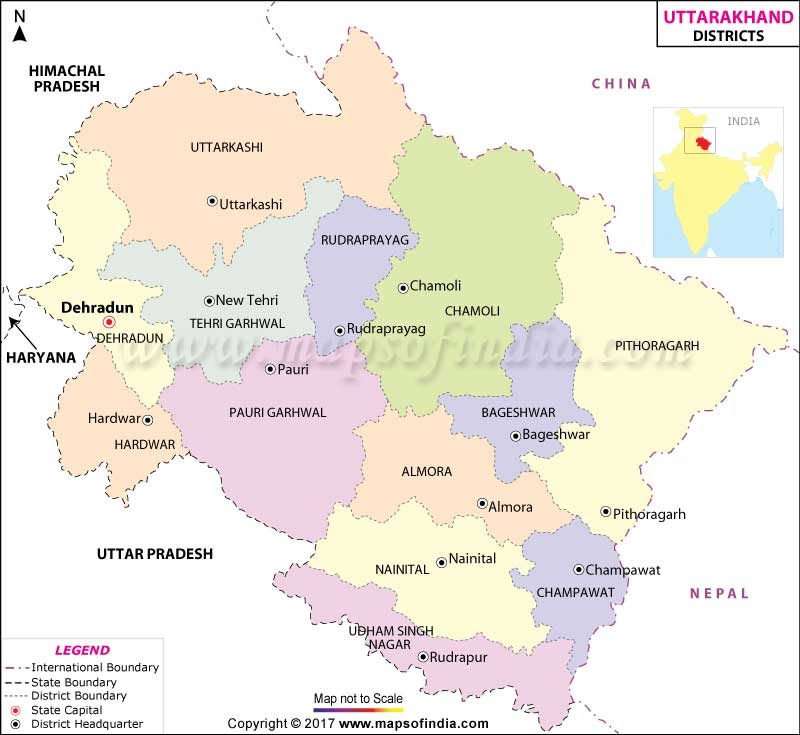 Map of Uttarakhand
